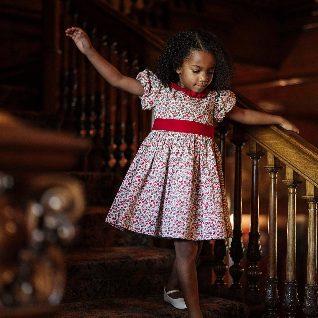 Hope And Henry Organic Ruffle Collar Sateen Dress - London Floral