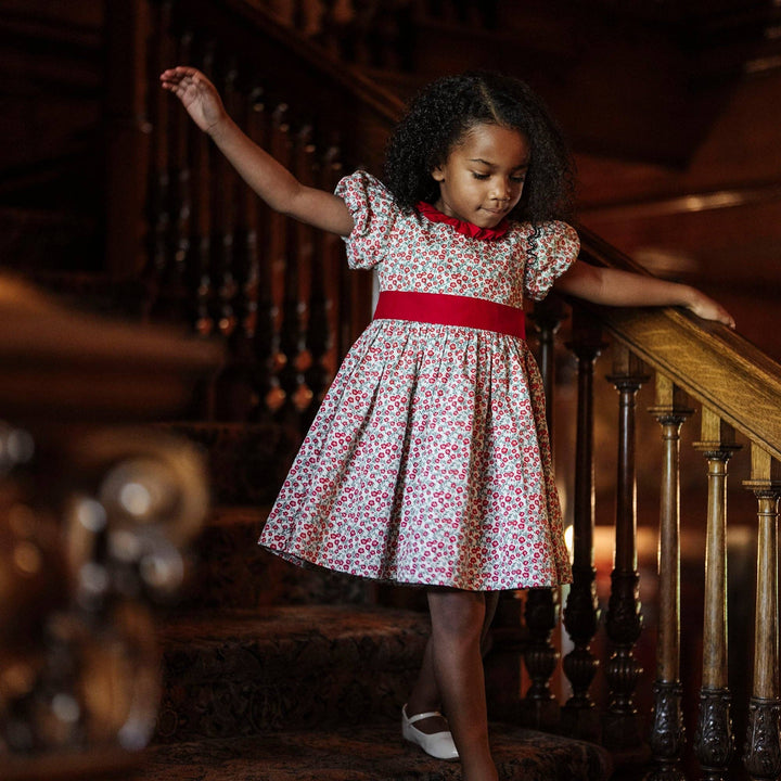 Hope And Henry Organic Ruffle Collar Sateen Dress - London Floral