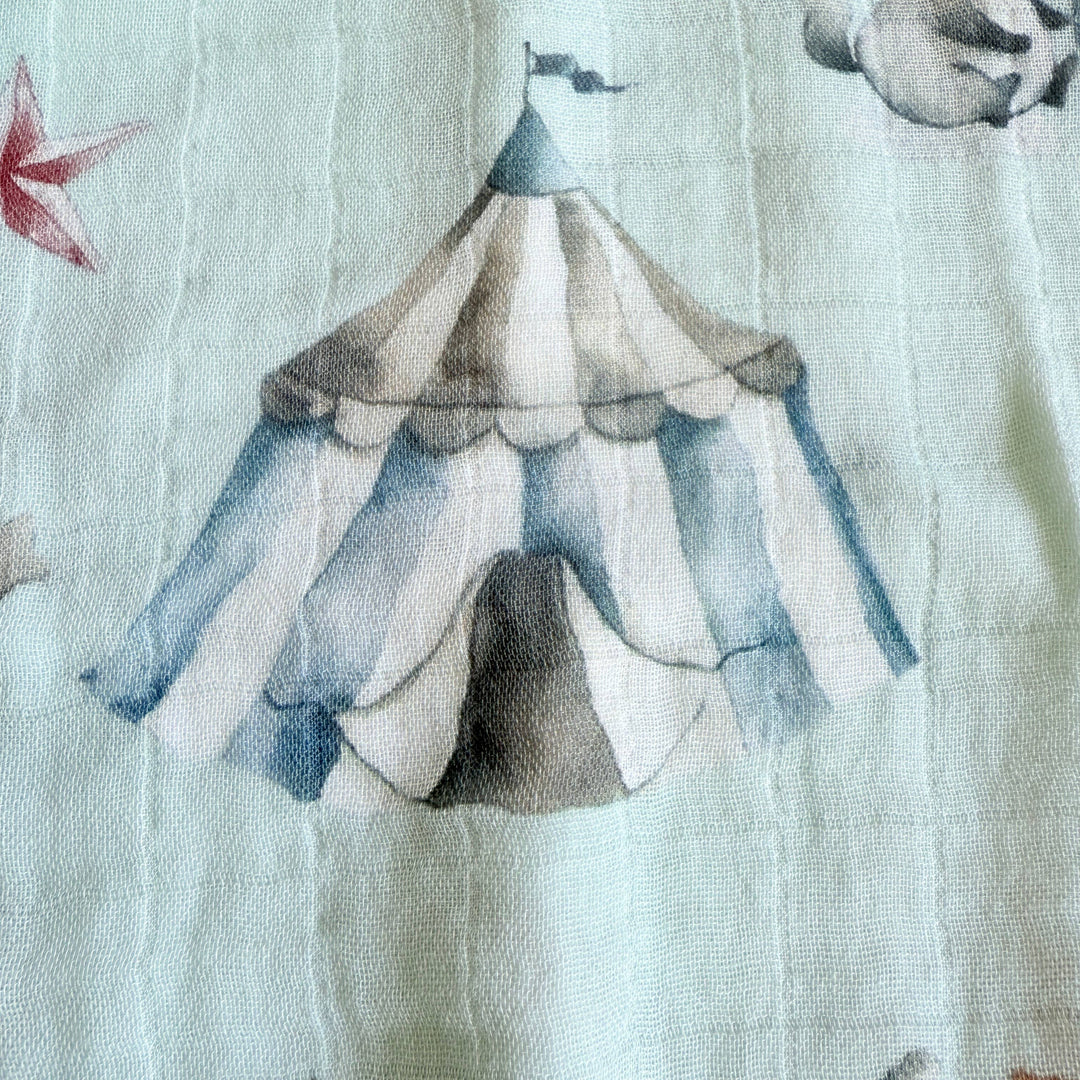 Ali + Oli Bamboo Muslin Swaddle Blanket - Circus