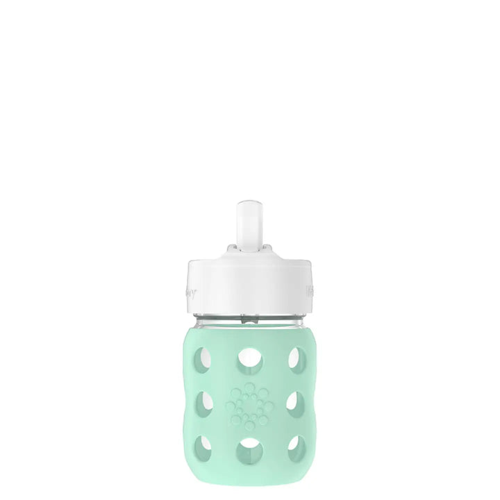 Lifefactory 8oz Glass Baby Bottle with Straw Cap - Mint