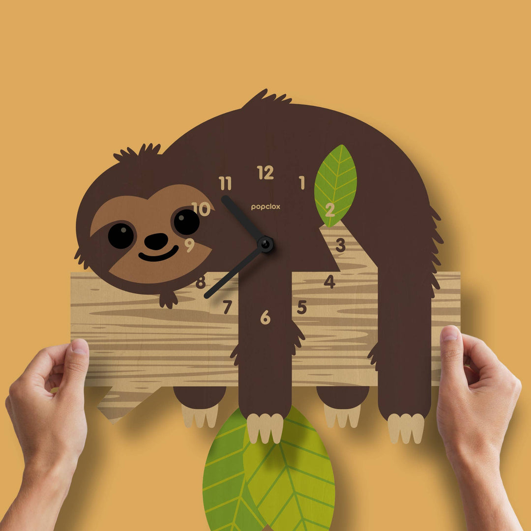 Popclox Sloth Pendulum Clock - Wood