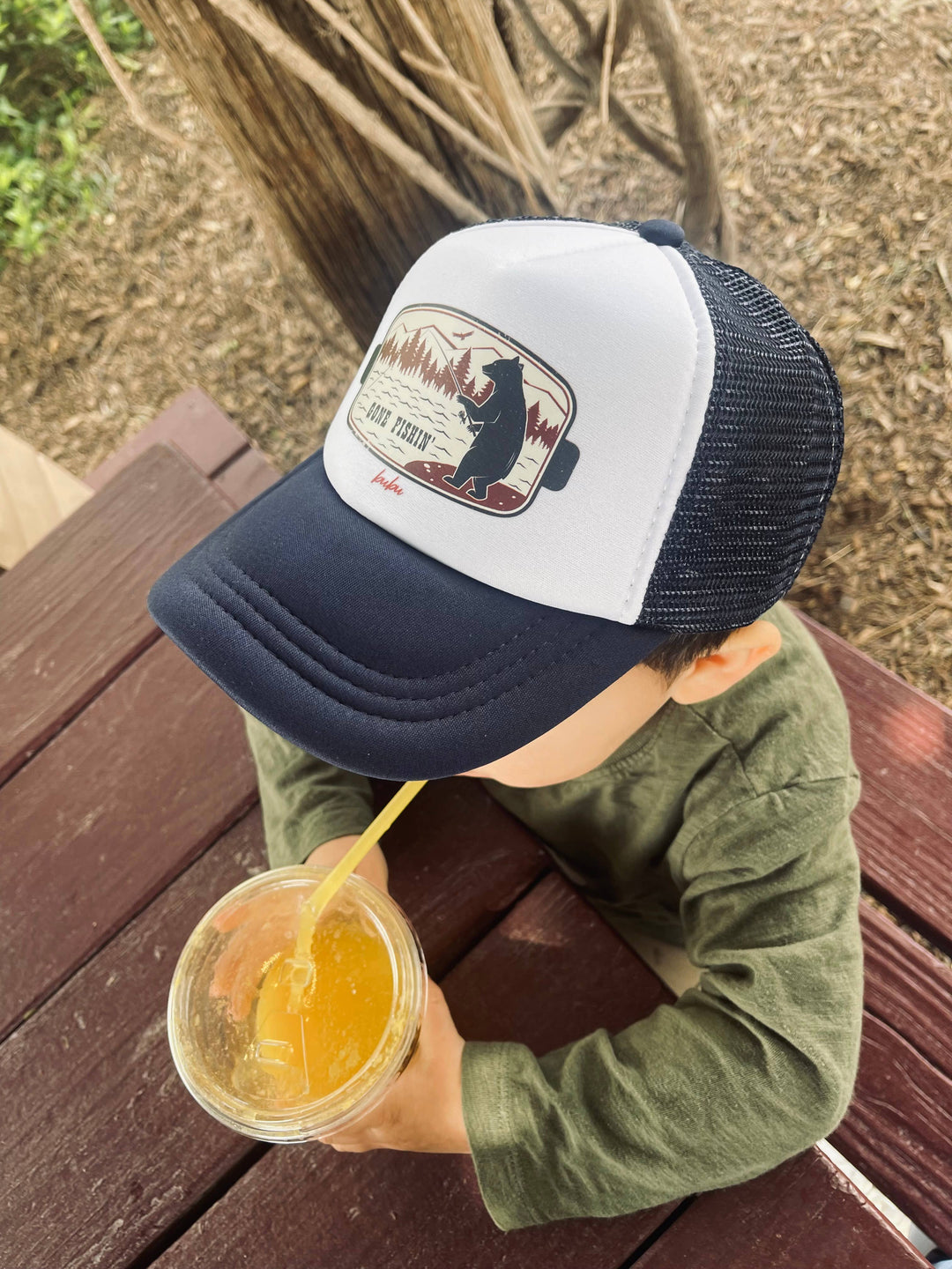 Bubu Gone Fishin Navy Trucker Hat