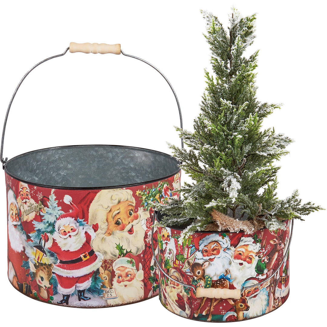 Primitives By Kathy Retro Santa Bucket