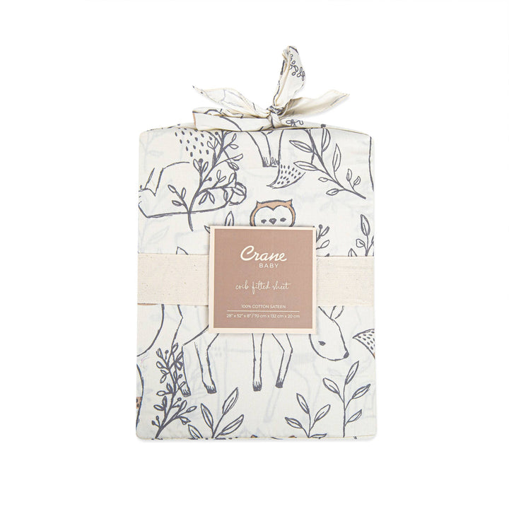 Crane Baby Crib Sheet - Ezra Woodland