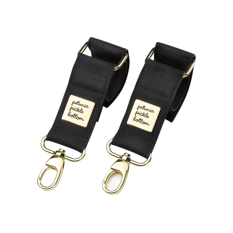 Petunia Stroller Clip – Black Matte Leatherette/Gold