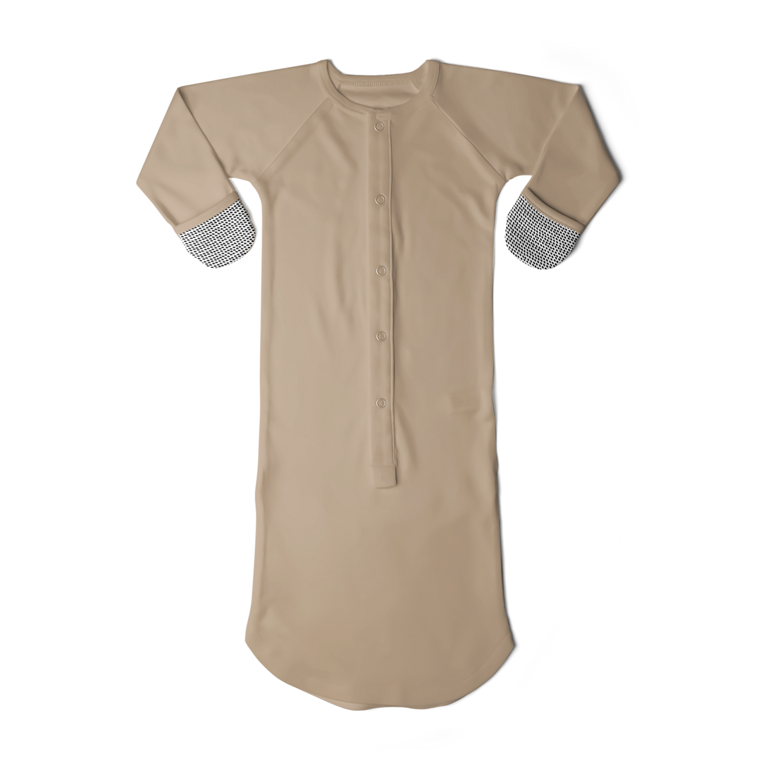 Goumi 24 Hour Convertible Sleeper Baby Gown - Sandstone