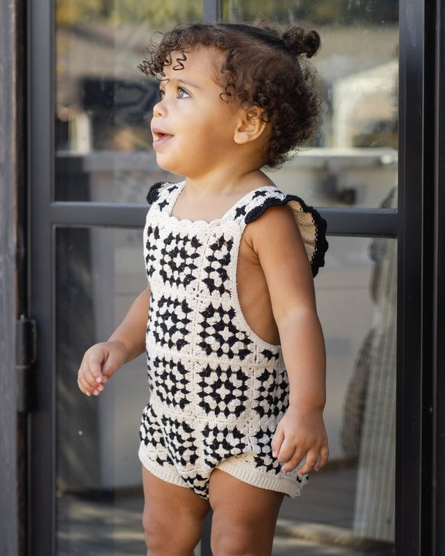 Rylee + Cru Crochet Romper - Abstract