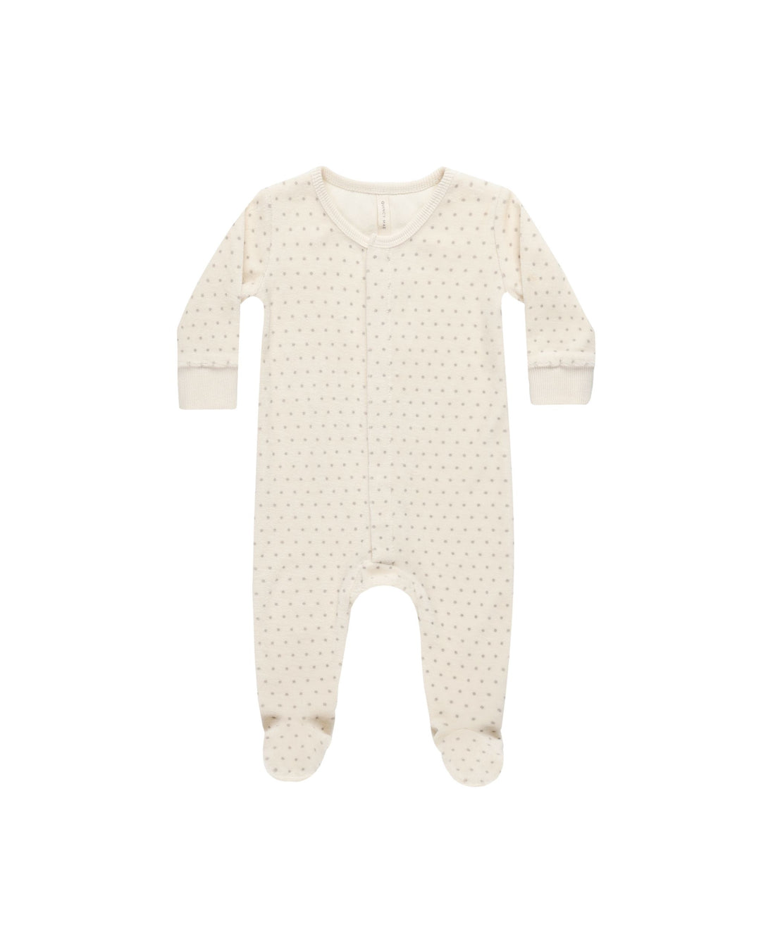 Quincy Mae Velour Hidden Snap Footie - Polka Dot