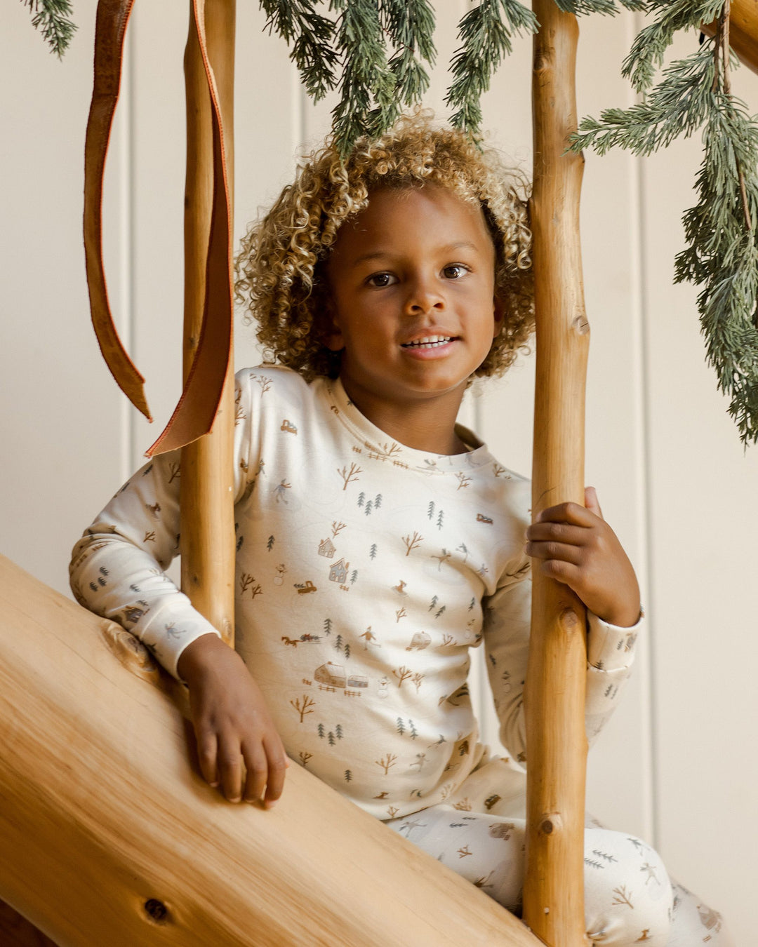 Rylee + Cru Organic Long Sleeve Pajama Set - Winter Town