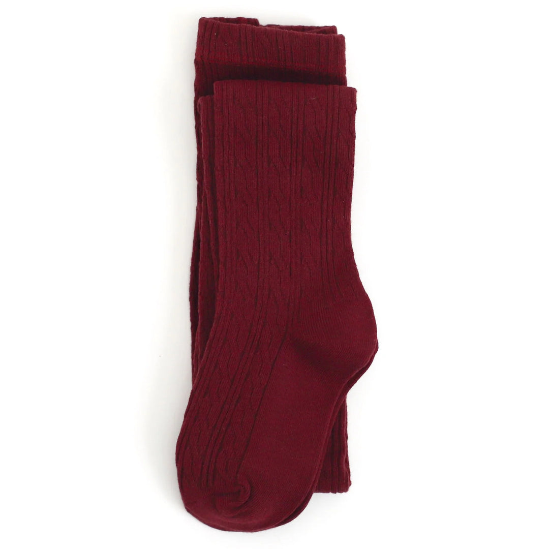 Little Stocking Co. Cable Knit Tights - Burgundy