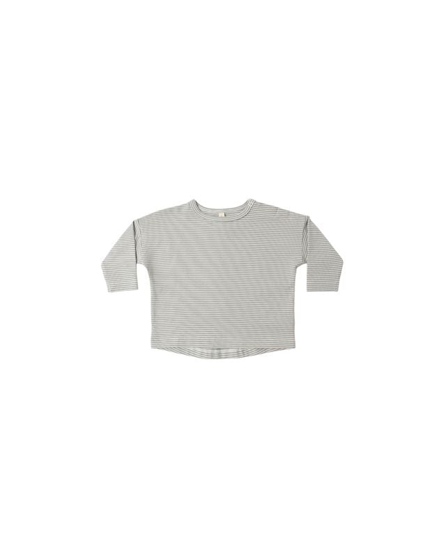 Quincy Mae Long Sleeve Tee - Sage Micro Stripe