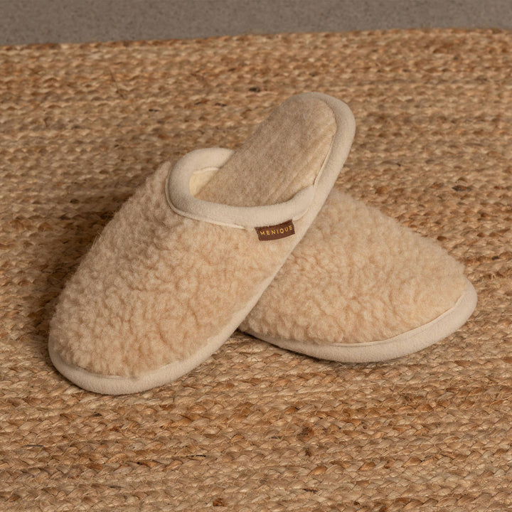 Menique Women's Merino Fluffy Slippers Natural