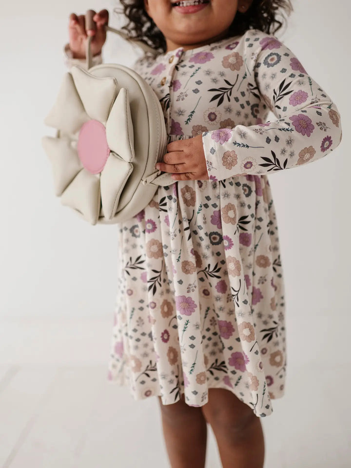 Babysprouts Long Sleeve Henley Dress - Winter Floral