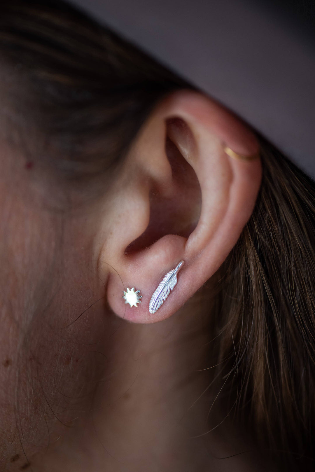 Bronwen Feather Post Earrings