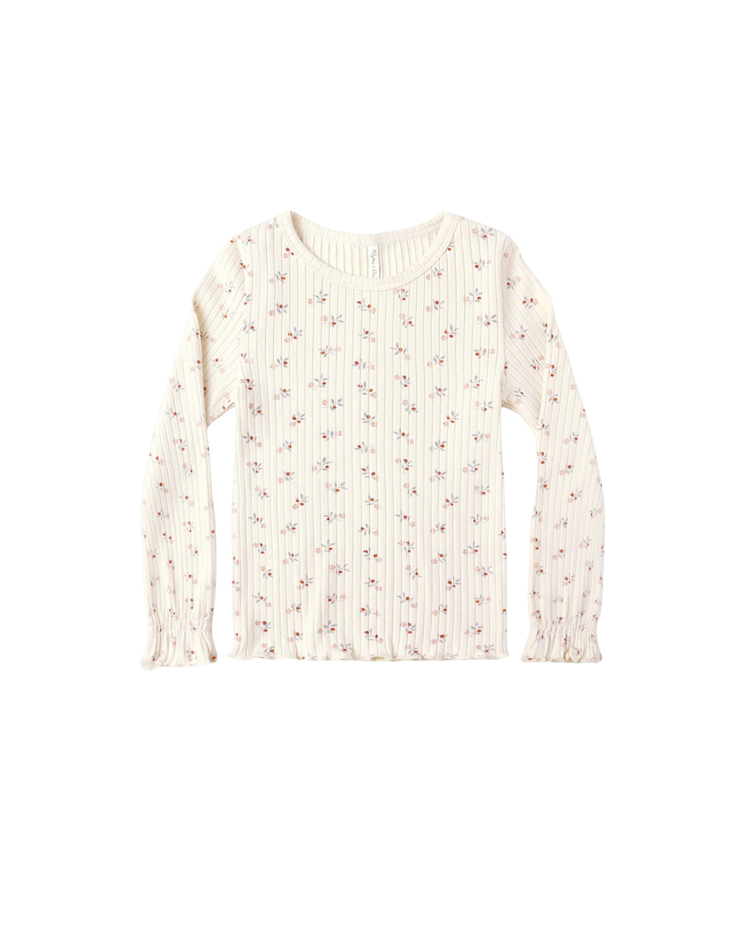 Rylee + Cru Ribbed Long Sleeve Top - Natural Ditsy