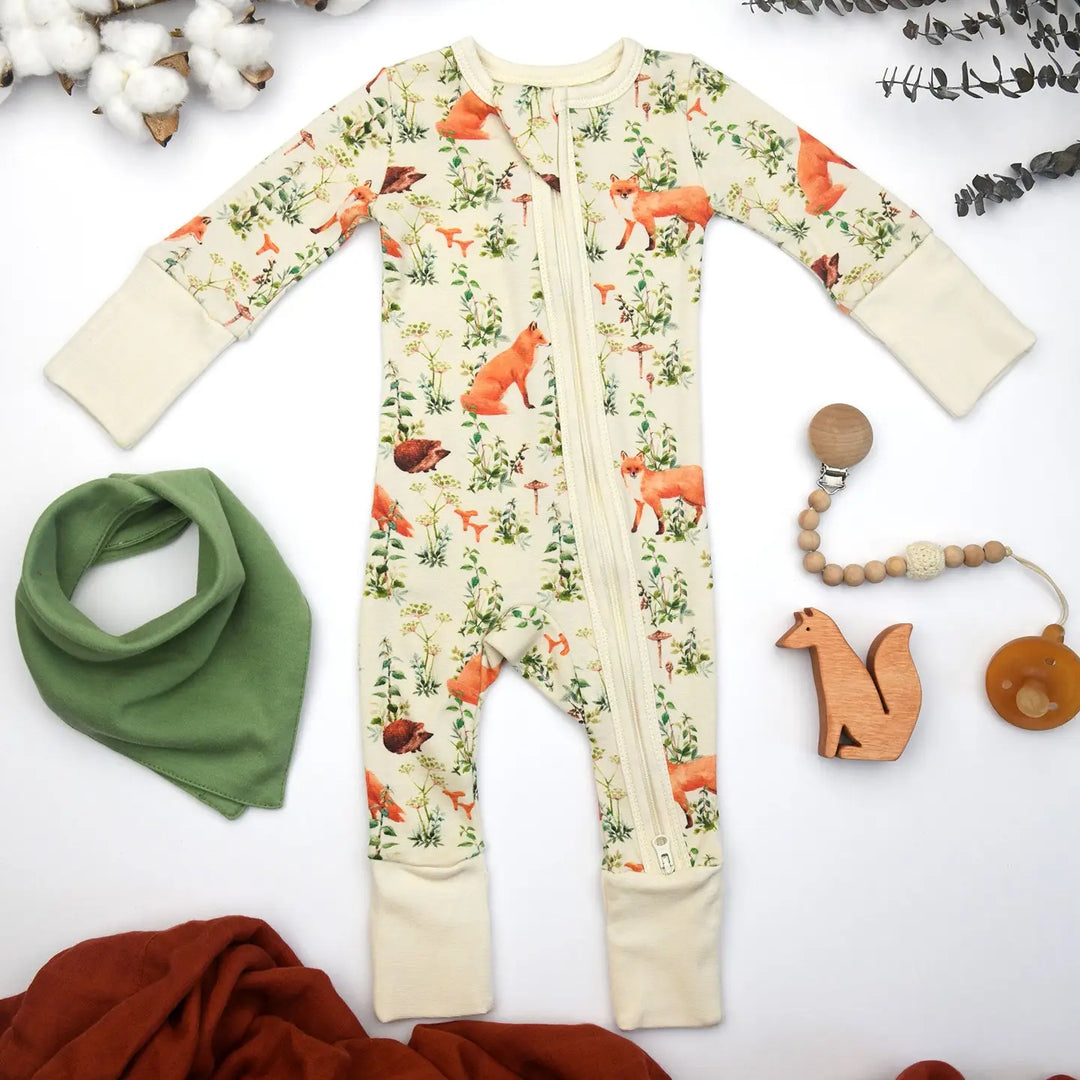 Earthy Organic Cotton Baby PJ's - Foxy Elm