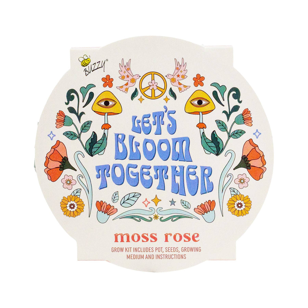 Buzzy Seeds Grow Gifts Mini Galvanized Basin Moss Rose Grow Kit – Indoor Gift