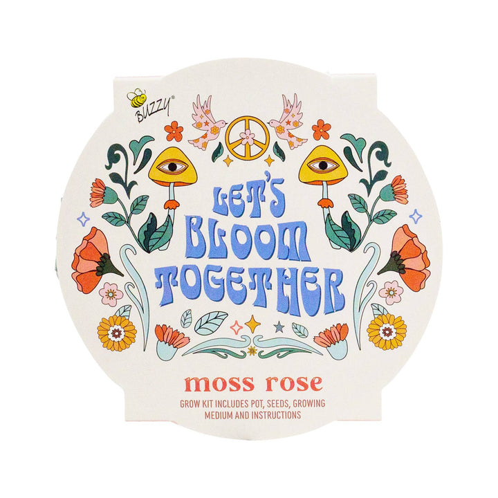 Buzzy Seeds Grow Gifts Mini Galvanized Basin Moss Rose Grow Kit – Indoor Gift