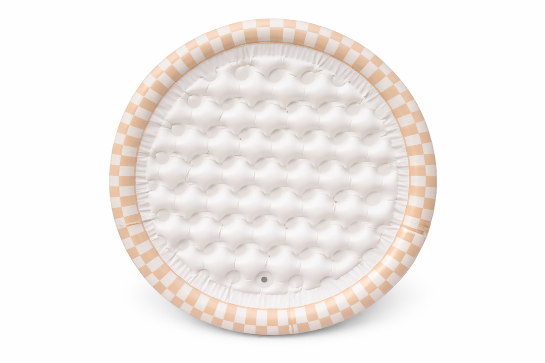 Ali+Oli Two-Ring Inflatable Kiddie Pool - Tan Checkers