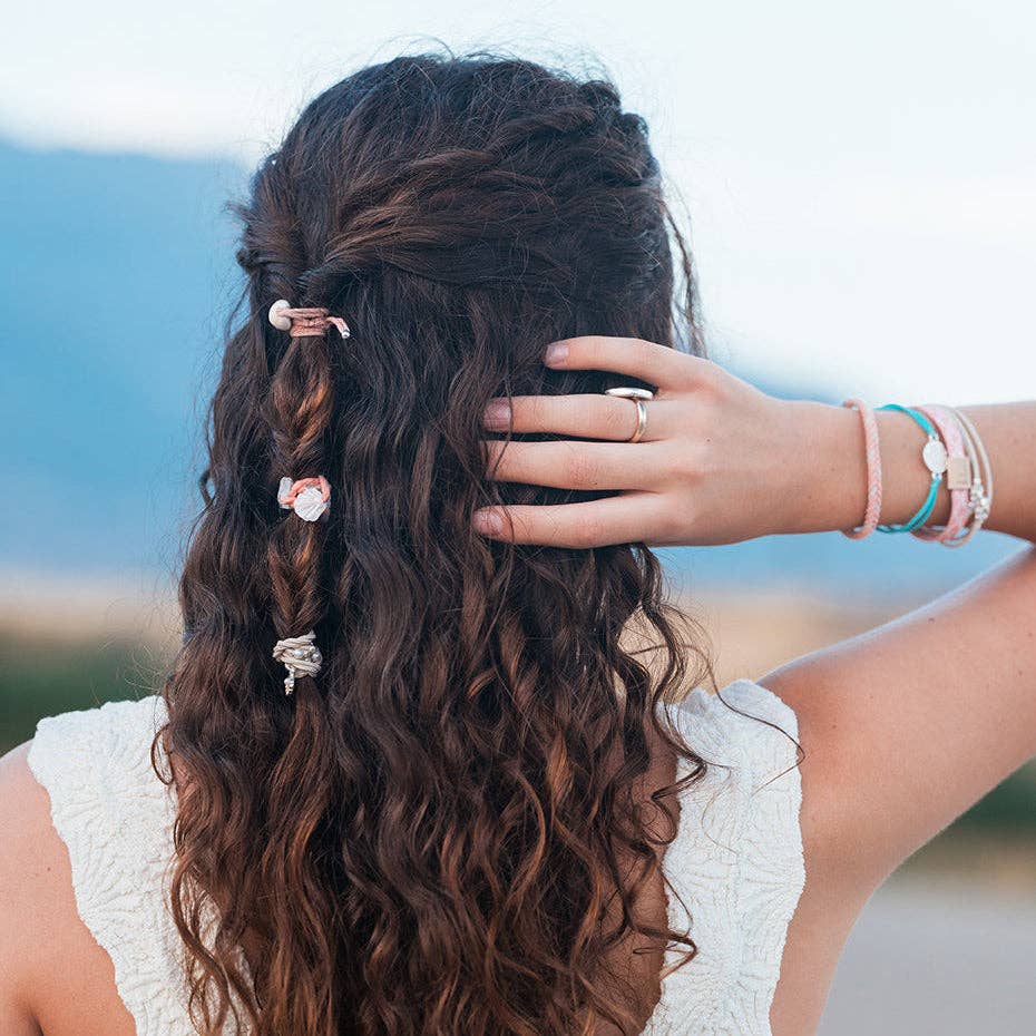 K'lani  "Shimmer" Coral with Shell Hair Tie Bracelets