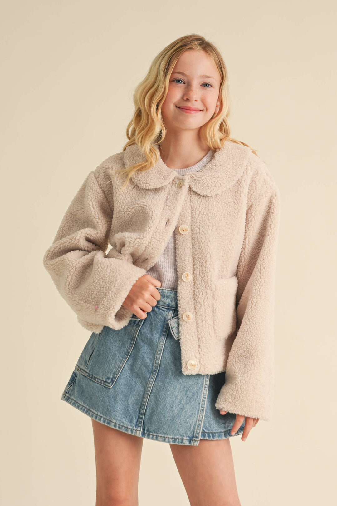 Heart And Arrow Sherpa Peter Pan Collar Jacket