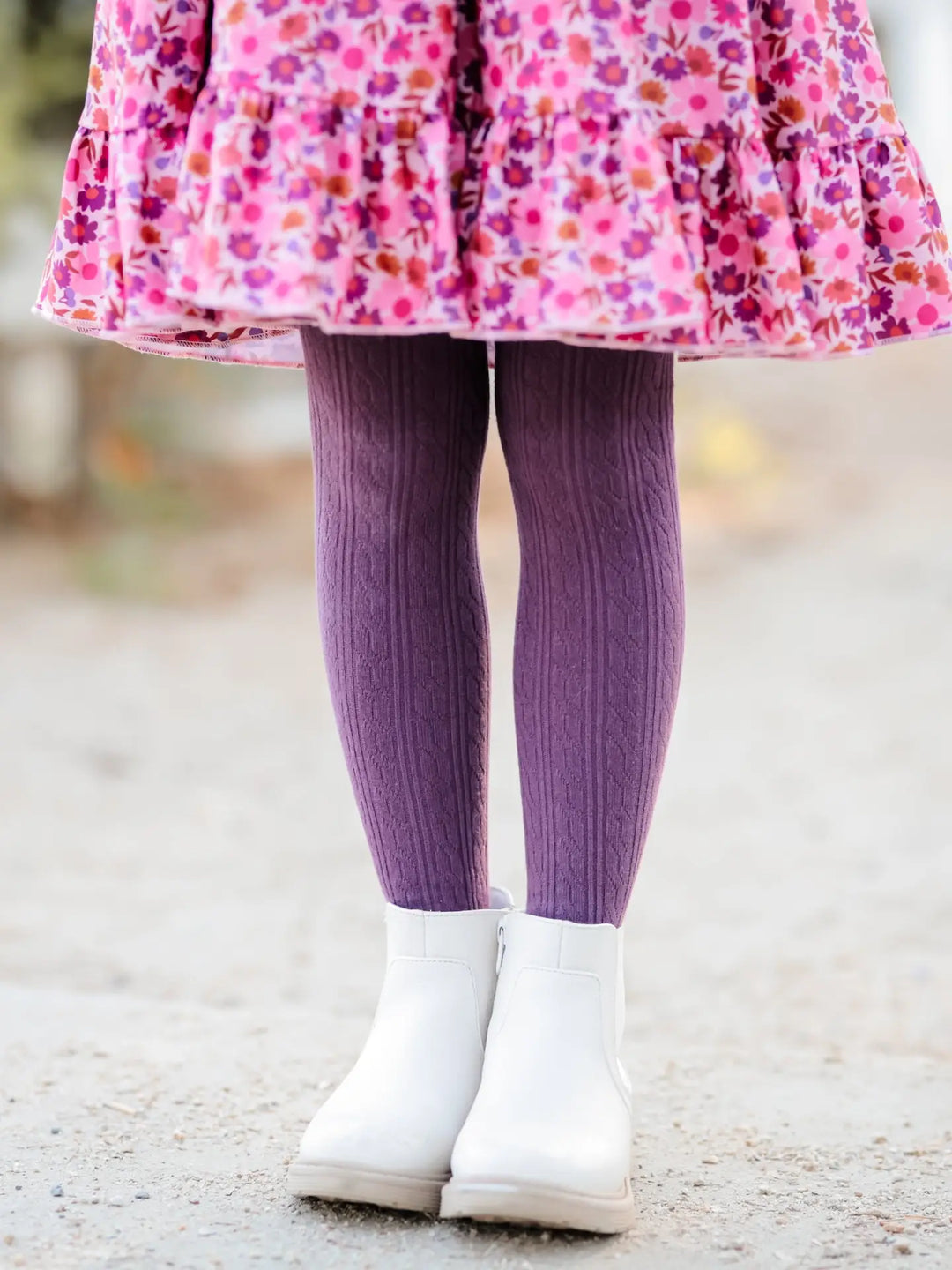 Little Stocking Co. Cable Knit Tights - Plum