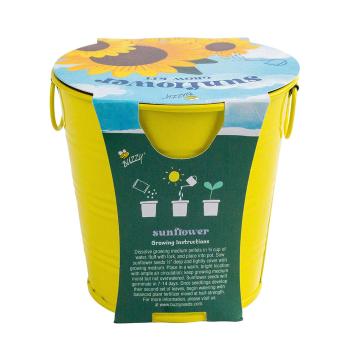 Buzzy Seeds Grow Gifts Kids Flower Grow Pail Sunflower Garden Kit – Indoor Gift