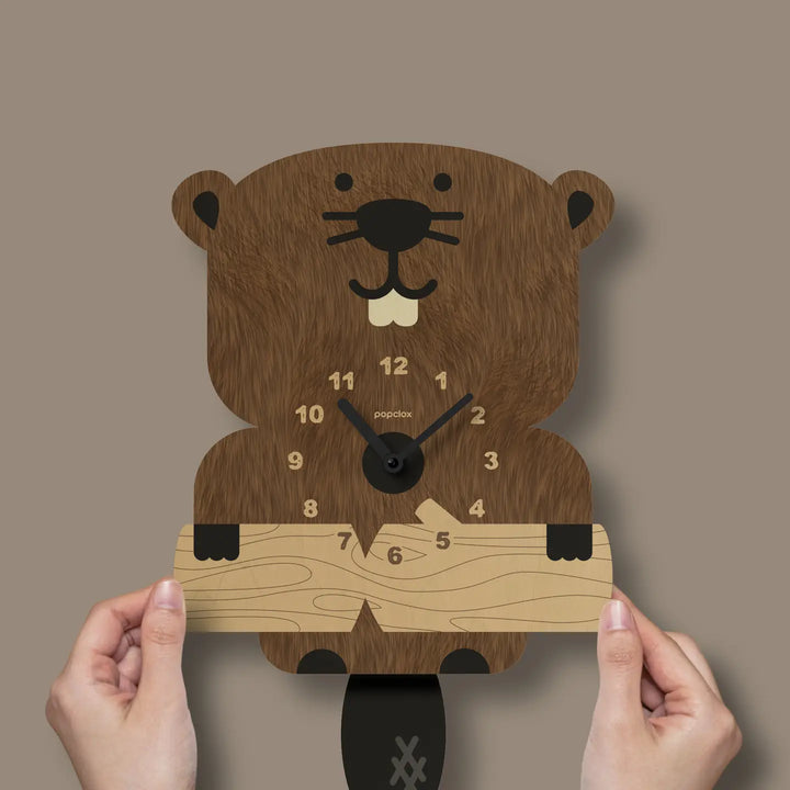 Popclox Beaver Pendulum Clock - Wood