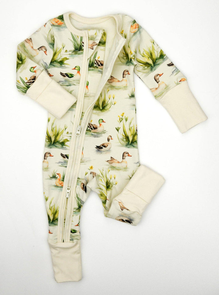 Earthy Organic Cotton Baby Pajamas 2-Way Zipper Sleeper - Reed