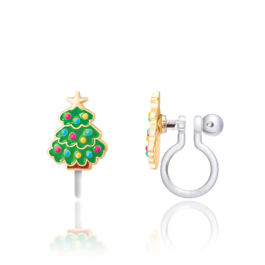 Girl Nation Clip On Earrings Happy Christmas Tree