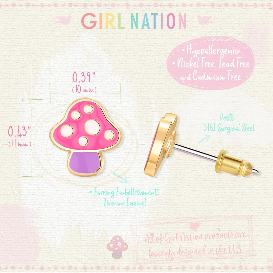 Girl Nation Mini Mushroom Cutie Stud Earrings