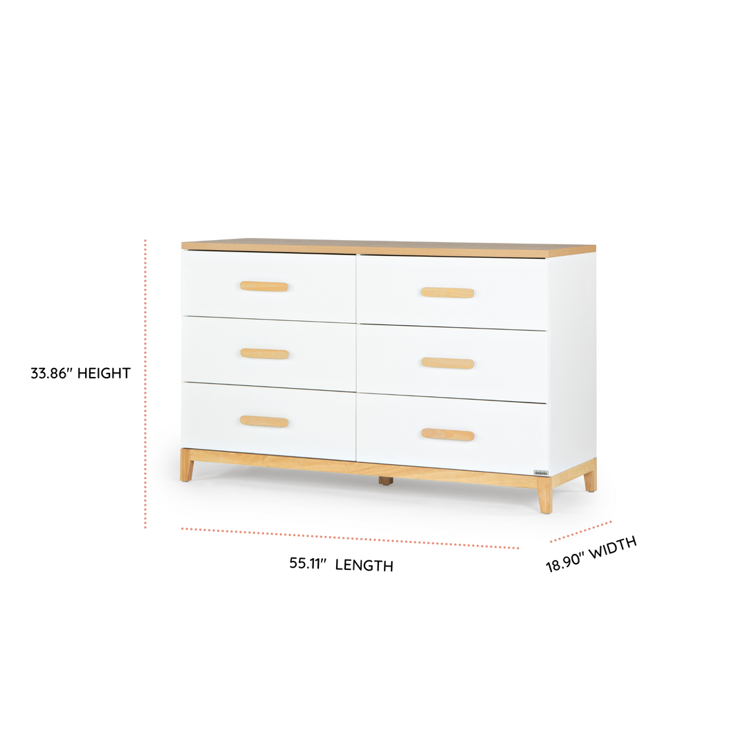 Dadada Lala Big 6-drawer Dresser - White/Red Oak