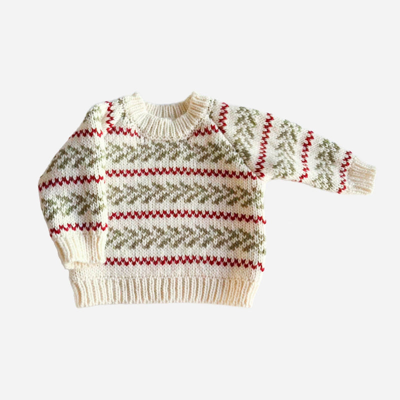 The Blueberry Hill Evergreen Sweater - Red Green Pine