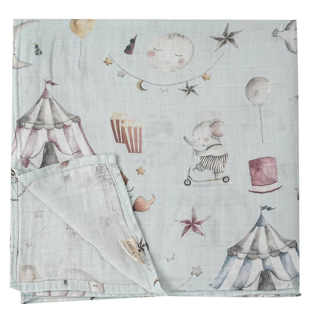 Ali + Oli Bamboo Muslin Swaddle Blanket - Circus