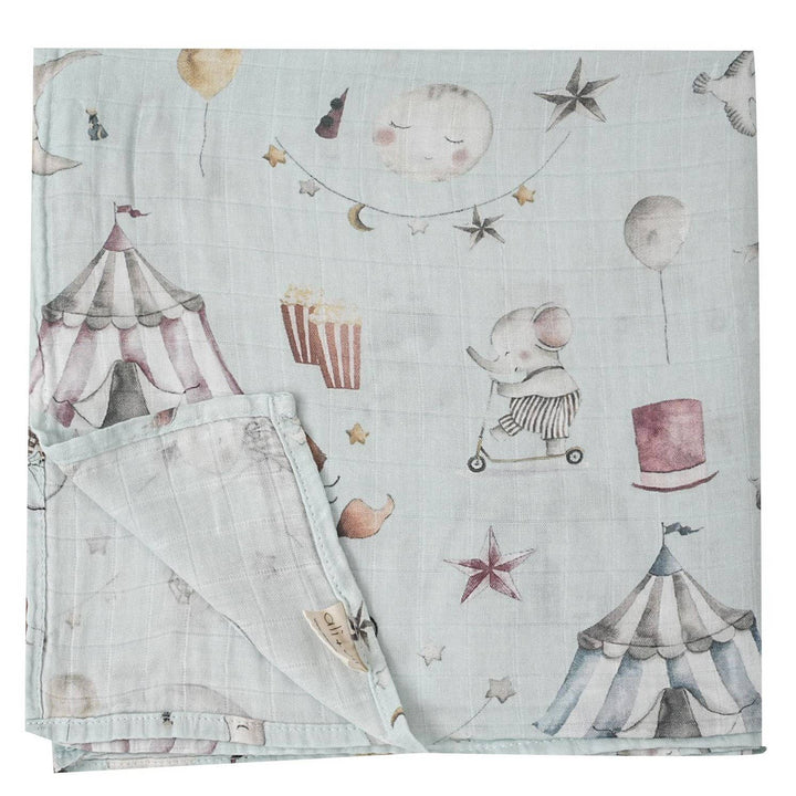 Ali + Oli Bamboo Muslin Swaddle Blanket - Circus