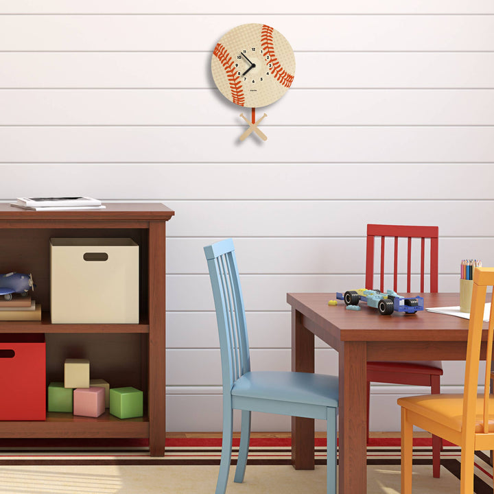 Popclox Baseball Pendulum Clock - Wood