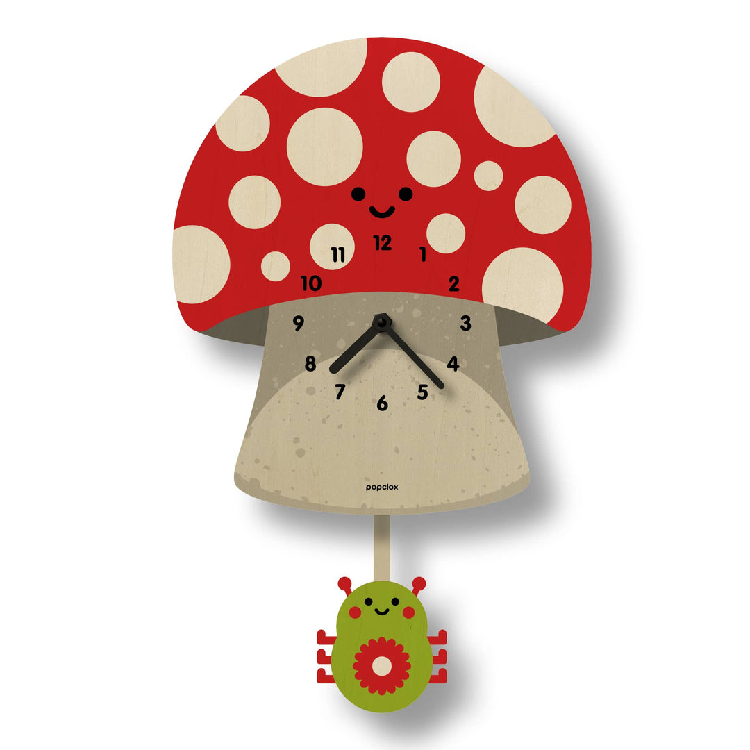 Popclox Mushroom Pendulum Clock - Wood