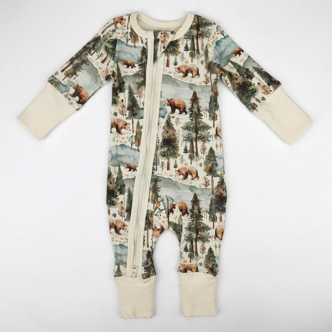 Earthy Organic Cotton Baby Pajamas 2-Way Zip Front Zipper Sleeper - Crispin