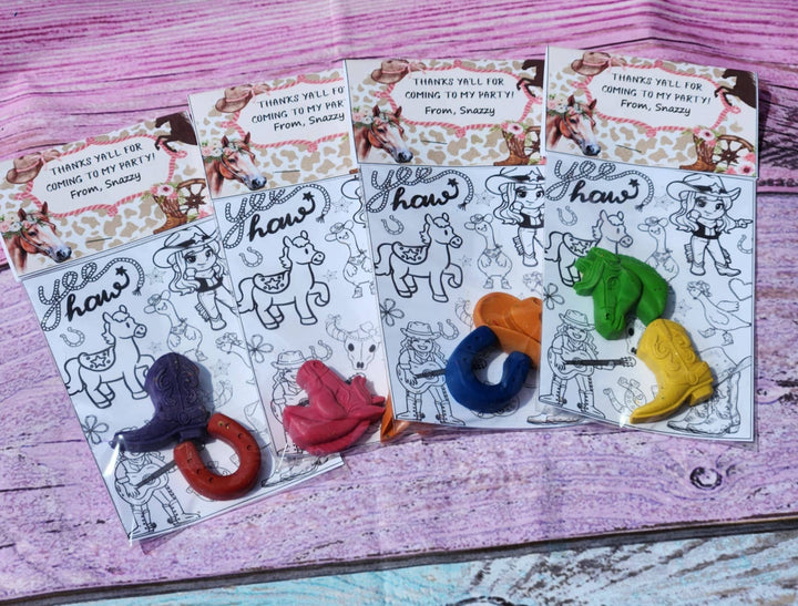 Snazzy Crayons Cowgirl Crayon Coloring Kit Western Birthday Party Favor