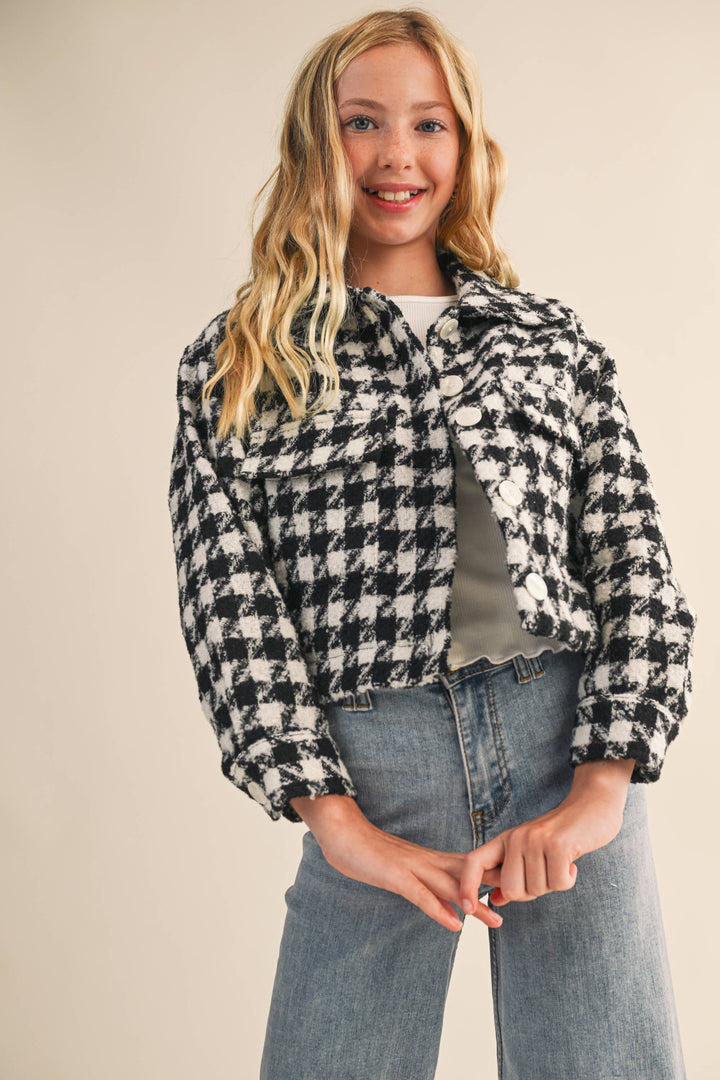 Heart And Arrow Tweed Houndstooth Pattern Jacket