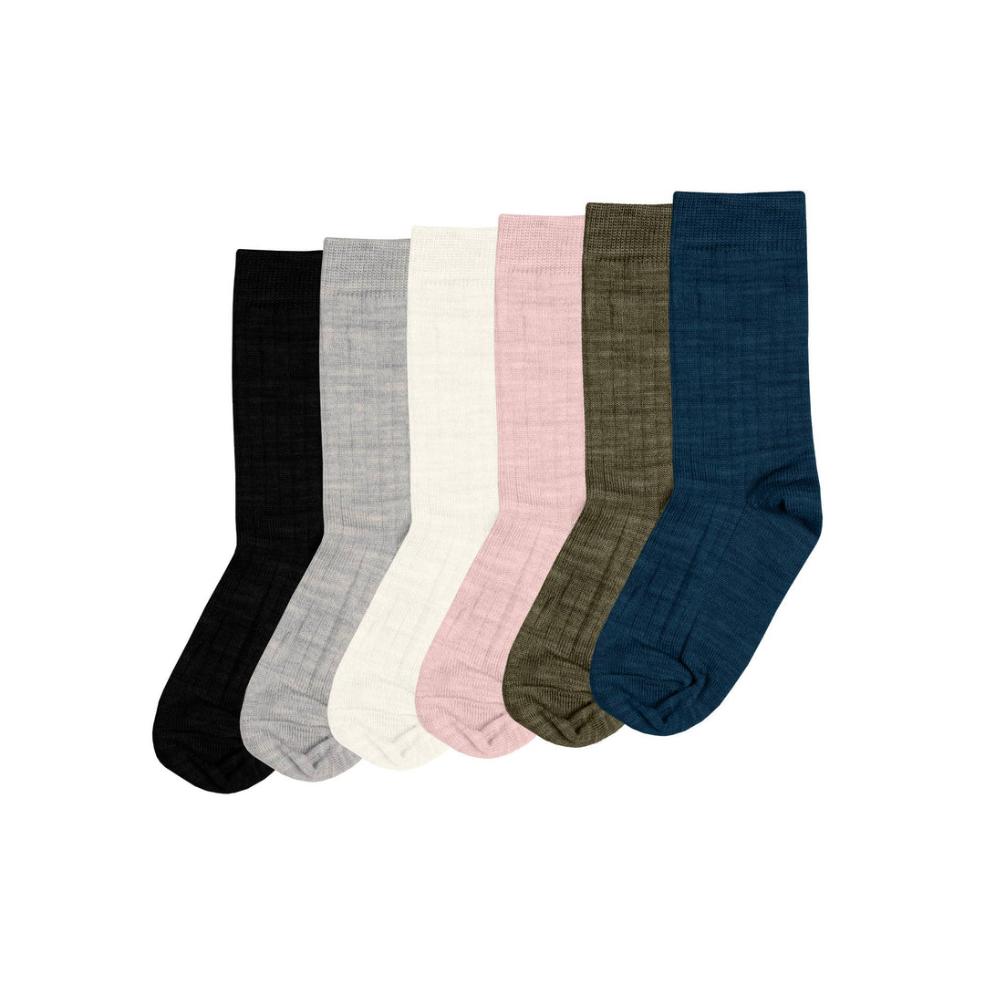 Menique Kids' Merino Ribbed Crew Socks