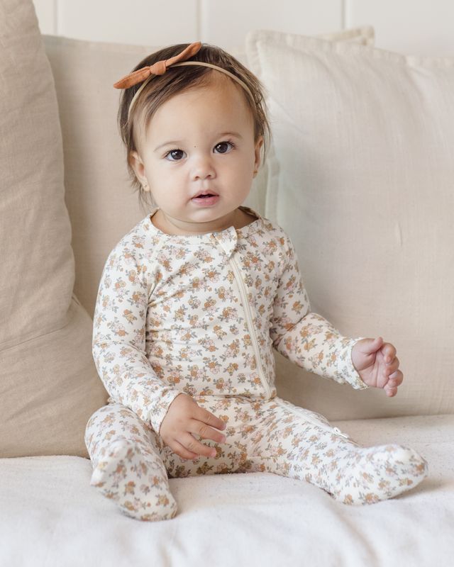 Quincy Mae Bamboo Zip Footie - Wildflower