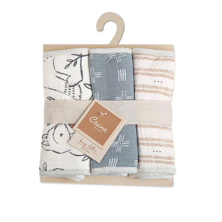 Crane Baby 3-Pc. Burp Cloths - Ezra Woodland