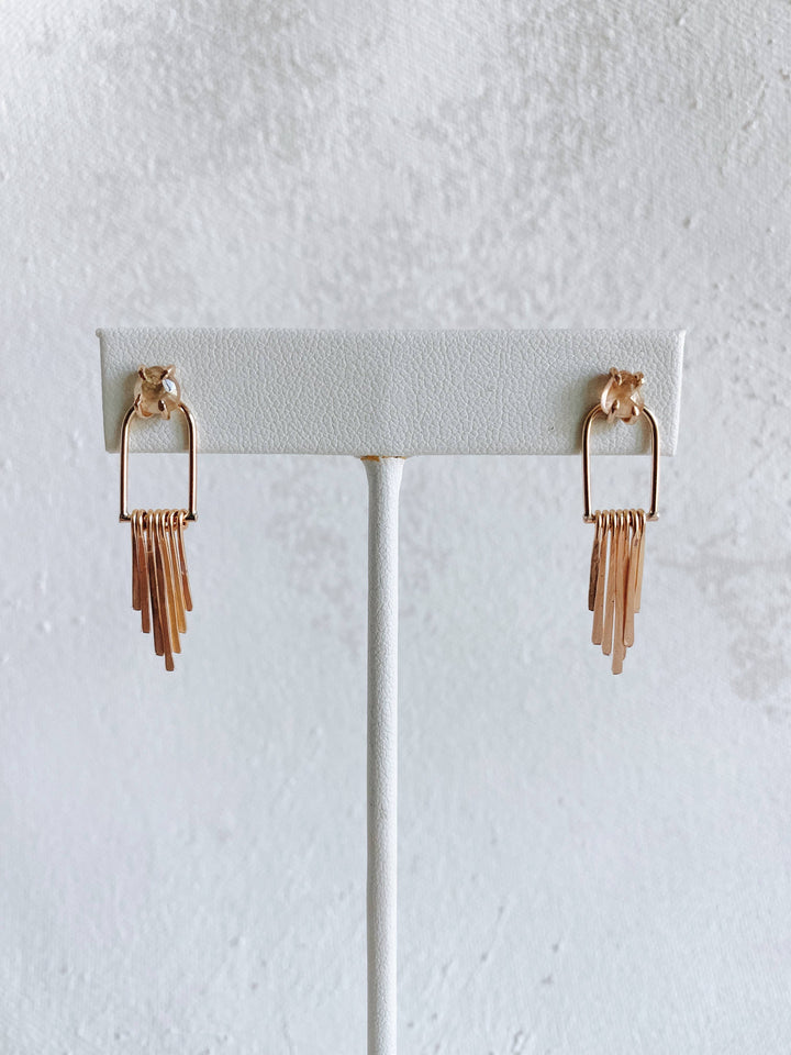 Milk Moon Fringe Earrings - Herkimer Quartz