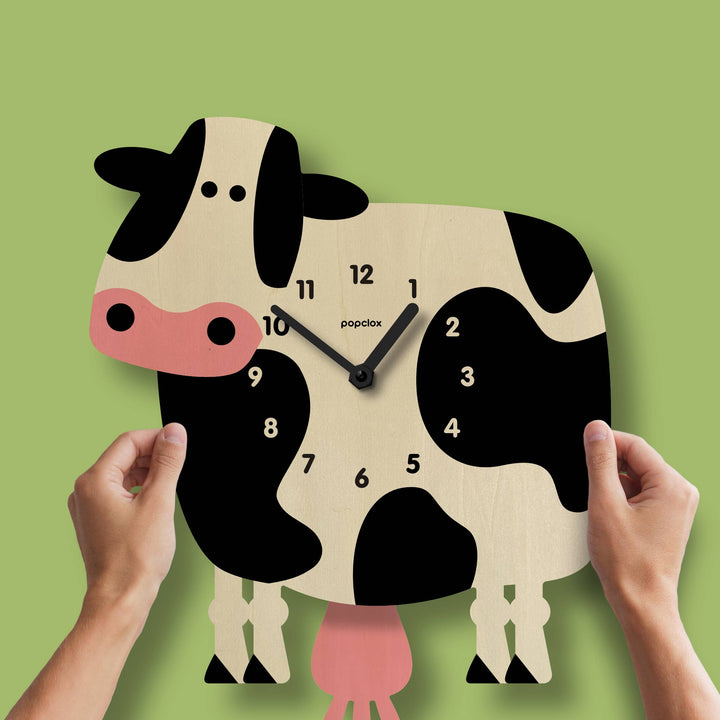 Popclox Cow Pendulum Clock - Wood