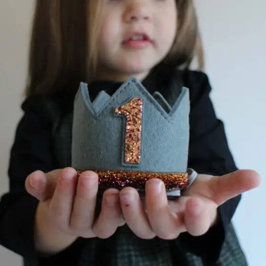 Little Blue Olive Storm Grey 1st Birthday Crown