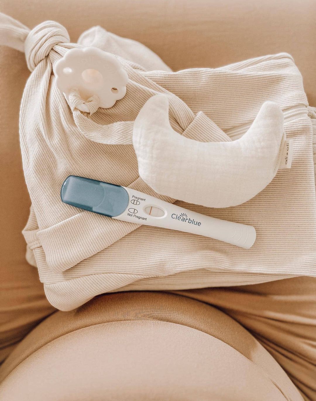 Ali + Oli Plush Moon Pacifier Holder - Muslin Ivory