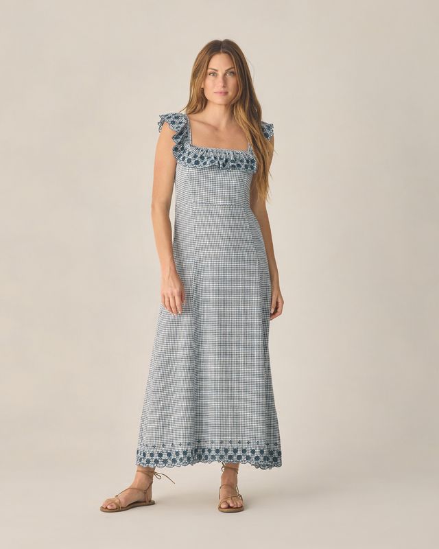 Rylee + Cru Women's Bianca Dress - Marine Gingham