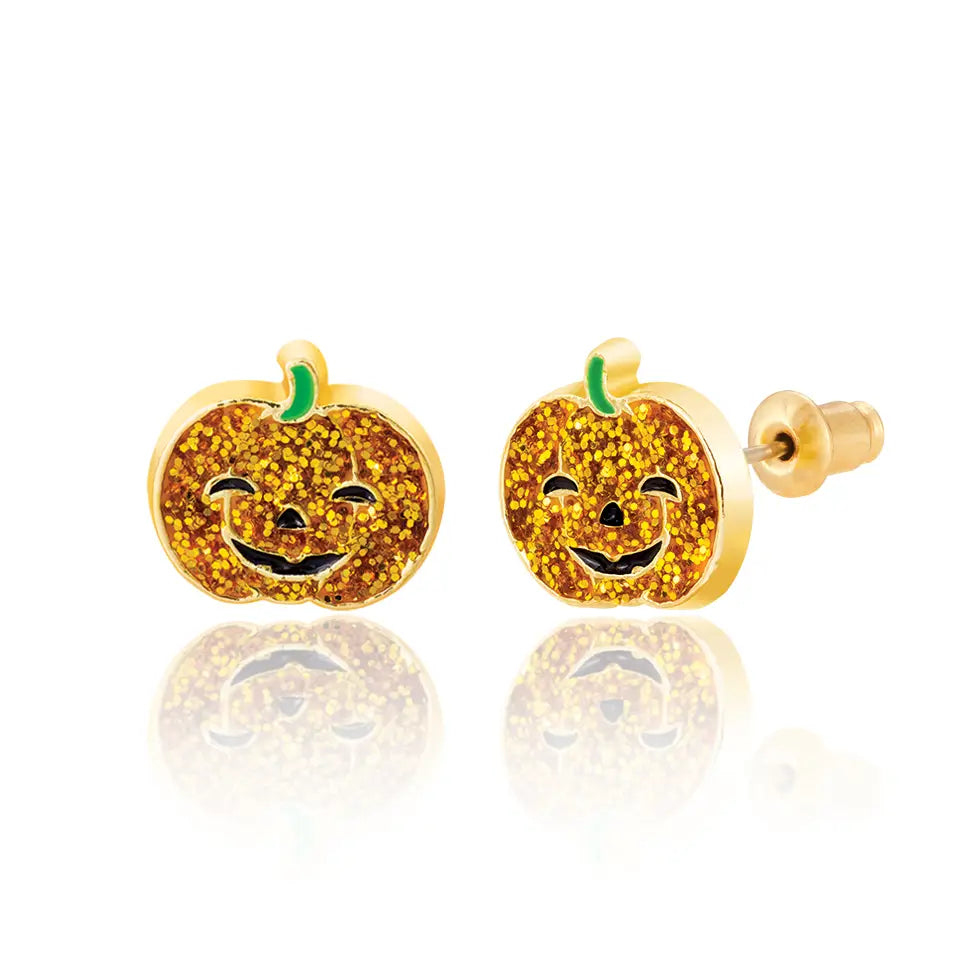 Girl Nation Glitter Pumpkin Stud Earrings