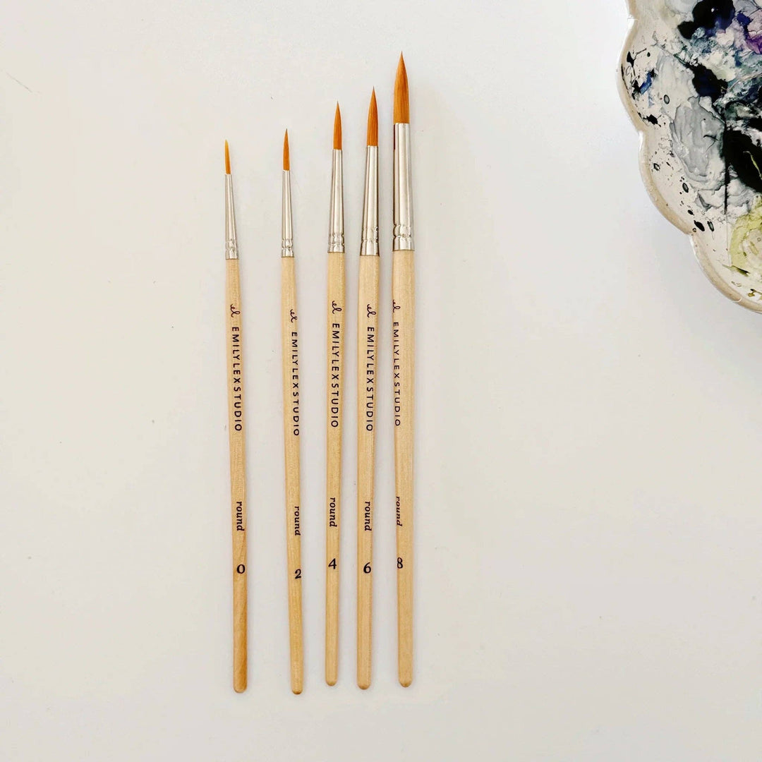 Emily Lex Studio Watercolor Paintbrush Set - Five Wood Brushes